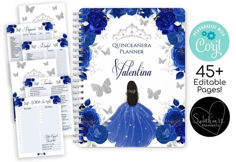 Quinceanera Timeline, Quinceanera Planner, Quinceanera Checklist, Blue Quinceanera, Planning List, Planner Calendar Printables, Planning Book, Weekly Planner Free Printable, Quinceanera Planning