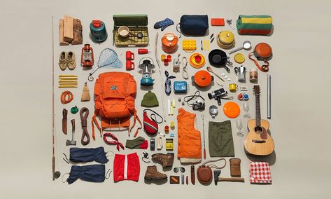 What Is Knolling? | Cool Material Jim Golden, Vintage Camping Gear, Camping Gear Gadgets, Camping Bedarf, Camping Accesorios, Camping Diy, Camping List, Diy Camping, Camping Checklist