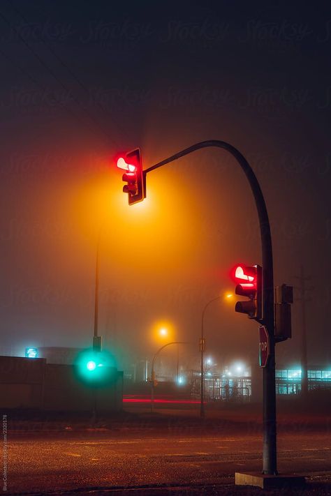 Traffic lights by Blue Collectors - Stocksy United #streetlights #stock #stockphoto Foggy Night, City Traffic, Traffic Lights, Best Photo Background, New Background Images, Dslr Background Images, Lit Wallpaper, Best Background Images, Stop Light