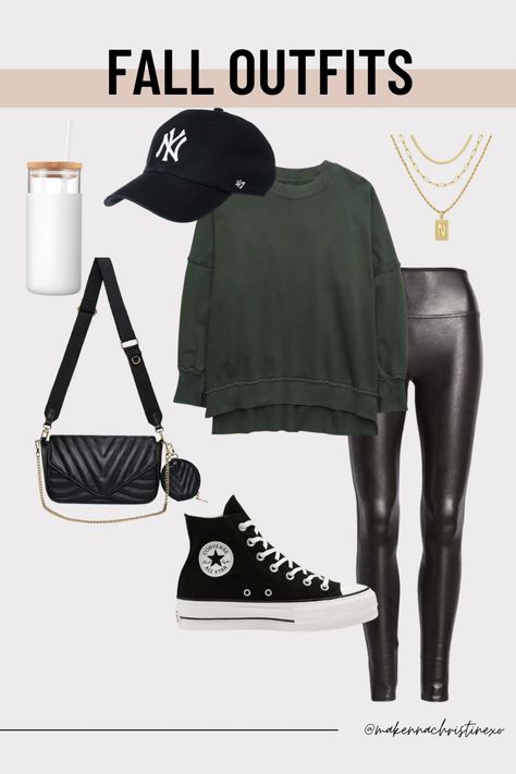 Estilo Vans, Casually Chic, Winter Outfits Warm, Pastel Outfit, Outfits With Converse, Athleisure Outfits, Outfit Inspo Fall, Faux Leather Leggings, Fall Fashion Outfits