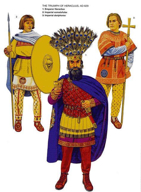 Emperor Heraclius and his bodyguards Bloodstone Emperor, Historic Illustration, Imperial Guardsman, Byzantine Army, Roman Armor, Roman Army, Warriors Illustration, Military Soldier, Historical Warriors