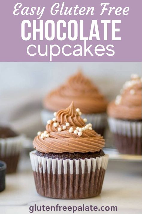 These easy gluten-free chocolate cupcakes are super simple to whip up, use only one bowl, and have the perfect bakery style texture. Gluten-free chocolate cupcakes have never been easier! Gluten Free Christmas Baking, Gluten Free Cupcake Recipe, Gluten Free Chocolate Cupcakes, Christmas Baking Recipes, Gluten Free Cupcakes, Cupcake Recipes Chocolate, Gf Desserts, Gluten Free Treats, Gluten Free Recipes Easy