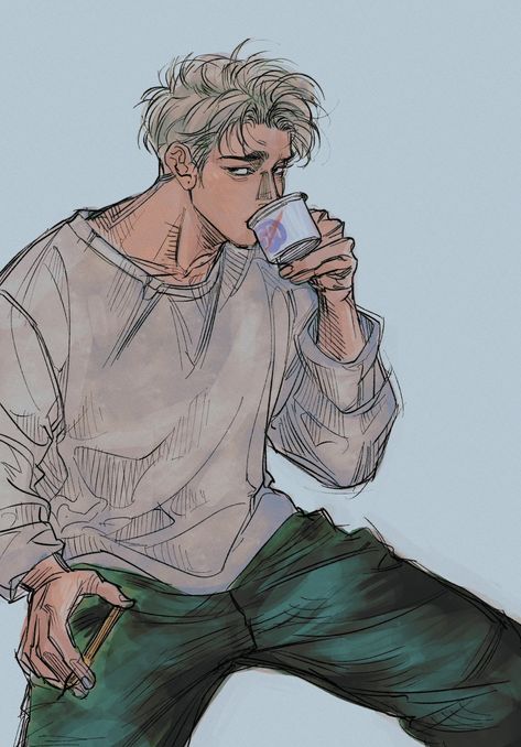 Young Male Character Art, Jock Oc, Drinking Reference, Cow Boots, Make Fashion, 90s Anime, Character Design Male, Double Take, 영감을 주는 캐릭터