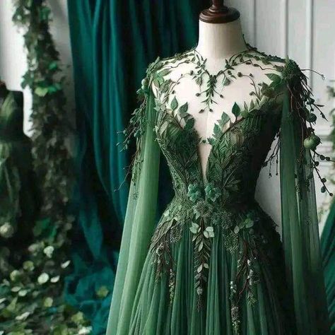 Green Victorian Ball Gown, Emerald Wedding Dress, Green Fantasy Dress, Warrior Princess Dress, Emerald Wedding Theme, Emerald Wedding Dresses, Asgardian Dress, Fae Ball, Elope Ideas