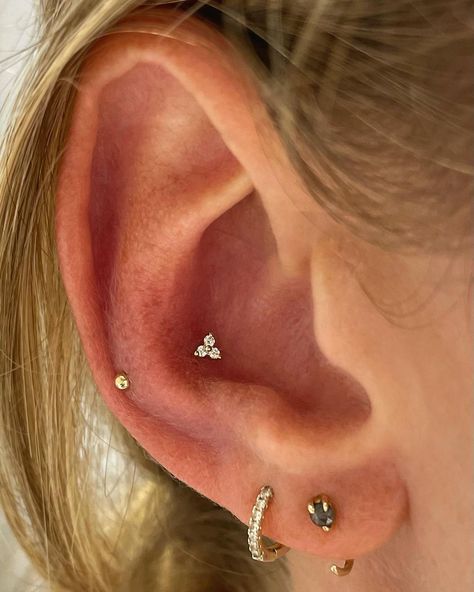 Jessica Proctor on Instagram: “Addition of a conch that pairs perfectly with an existing mid helix to give the effect of a snug piercing 🤩 I just love how two simple…” 2nd Ear Piercing, Minimalist Ear Piercings, Snug Piercing, Cute Ear Piercings, Gorgeous Tattoos, Ear Style, Ear Party, Make An Impact, Hot Jewelry