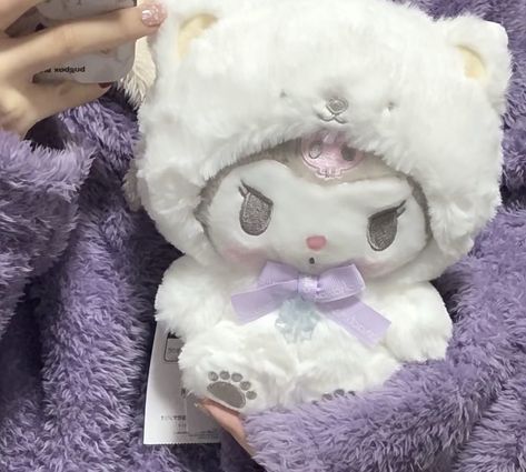 kuromi plushie My Melody Plush Aesthetic, Dream Items, Chibi Cat, Purple Vibe, Hello Kitty Iphone Wallpaper, Kawaii Plushies, Hello Kitty My Melody, Hello Kitty Items, Soft Purple