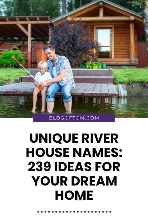 Looking for the perfect name for your river house? Check out our list of 239 awesome river house names!! From fun and whimsical to cool and unique, there’s something for everyone. Your river home's name can showcase your personality and charm! Whether you're searching for something themed, nature-inspired, or completely quirky, our list has ideas to spark your creativity. Save this pin so you can come back and find the best name for your cozy getaway by the water! Coastal River House, Cozy Getaway, River Decor, Cottage Mansion, River House Decor, Oceanside Beach, Lakeside Living, Waterfront Cottage, House Names