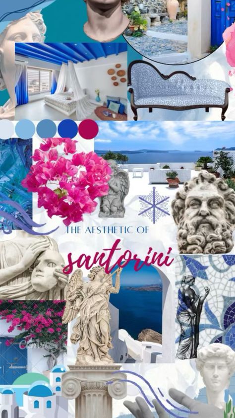 #myfirstshuffle #santorini #moodboard Couple Holiday Outfits, Santorini Garden, Santorini Interior, Santorini Aesthetic, Greece Decor, Greek Vibes, Greek Cafe, Mediterranean Bedroom, Couple Holiday