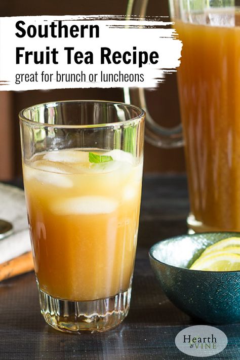 Try this recipe that combines lemonade, fruit juice concentrates and black tea to make a yummy fruit tea everyone will love. How To Make Fruit Tea, Easy Fruit Tea Recipes, Fruit Tea Recipes Southern, Homemade Fruit Tea, Southern Fruit Tea, Citrus Tea Recipe, Tea Punch Recipe, Refreshing Punch, Fruit Tea Recipes