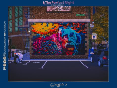 The Sims Resource - The Perfect Night Graffiti Mural 3 Night Graffiti, Cute Christmas Wallpaper, Graffiti Murals, Sims 4 Cc Furniture, Graffiti Wallpaper, Perfect Night, Street Art Graffiti, Sims 4 Cc, The Sims Resource