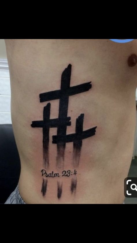 Three Crosses Tattoo Women, The Three Crosses Tattoo, Tattoo Designs Men Ribs, Three Cross Tattoos For Men, Three Crosses Tattoo Forearm, Cross Rib Tattoo Men, Men’s Cross Tattoo Ideas, Rib Tattoo Ideas For Men, Three Crosses Tattoo For Men