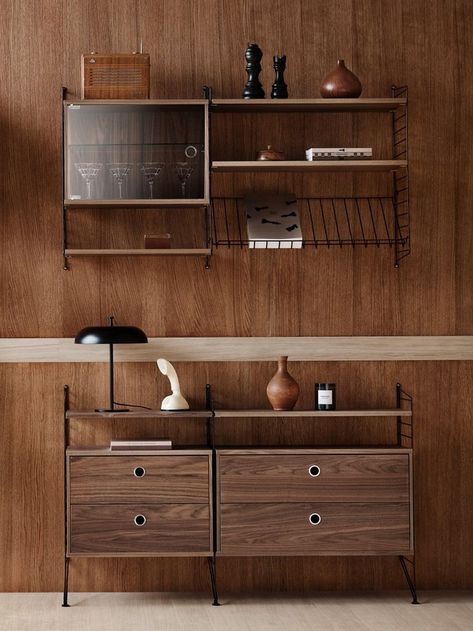 Running out of room? Make everyday life easier and keep your home clutter-free with smart storage solutions | Design Stories Scandinavian Shelves, Copenhagen Furniture, String Furniture, String System, Glass Cabinets Display, Modular Shelving, Stationery Storage, Smart Storage, Childrens Furniture