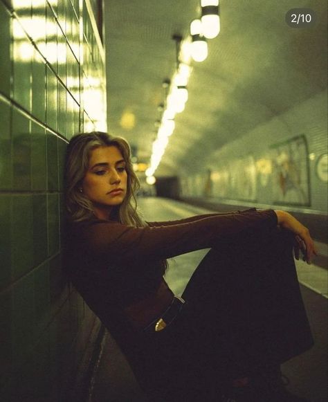 Train Station Portrait, Train Portrait Photography, Street Art Photoshoot, Trainstation Photoshoot, Night Shoot Photography, Subway Portrait, Cinematic Photography Portraits, Train Station Photoshoot, Grainy Photography