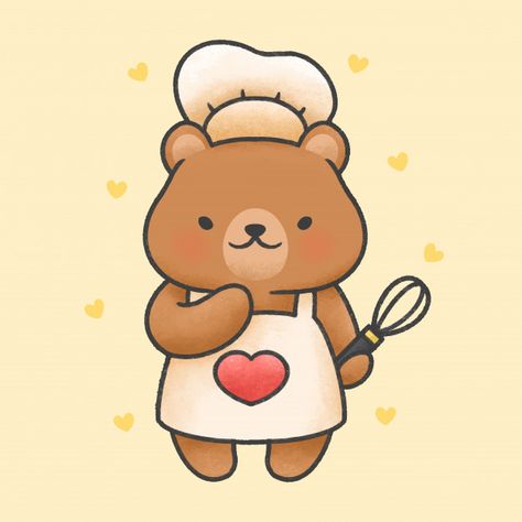 Cute bear cooking cartoon hand drawn sty... | Premium Vector #Freepik #vector #food #baby #hand #children Two Bears Cartoon, Cute Cooking Drawing, Kawaii Bear Drawing, Cookie Art Drawing, Cooking Cartoon, Doodles Kawaii, Bear Food, Crab Cartoon, Teddy Bear Cartoon