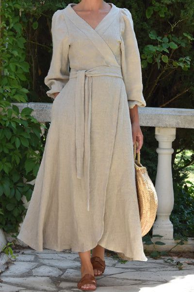 Sewing Portfolio, Linen Dresses Elegant, Athena Dresses, Linen Wrap Dress, Tie Maxi Dress, Provence Style, Slow Fashion Brands, She Is Clothed, Young Professional