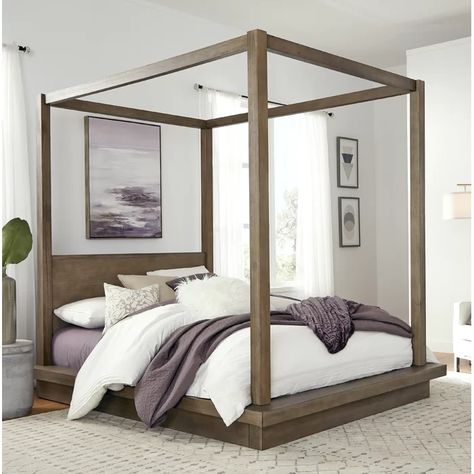 Modus Melbourne Canopy Bed | Wayfair Low Profile Canopy Bed, Full Size Canopy Bed, Platform Canopy Bed, Queen Size Canopy Bed, Wood Canopy Bed, Modus Furniture, Wood Canopy, Cabin In The Mountains, Four Poster Bed