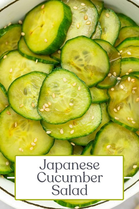 This Japanese cucumber salad is delightfully tangy with a touch of sweetness! Light, crunchy, and refreshing - this restaurant-quality side dish comes together in just 15 minutes. Cucumber Salad Japanese Recipes, Namasu Recipe Cucumber Salad, Sunomono Cucumber Salad, Chinese Cucumber Salad Recipe, Japanese Cucumber Salad Recipe, Cuke Salad, Sunomono Salad, Asian Cucumber Salad Recipe, Glucose Revolution