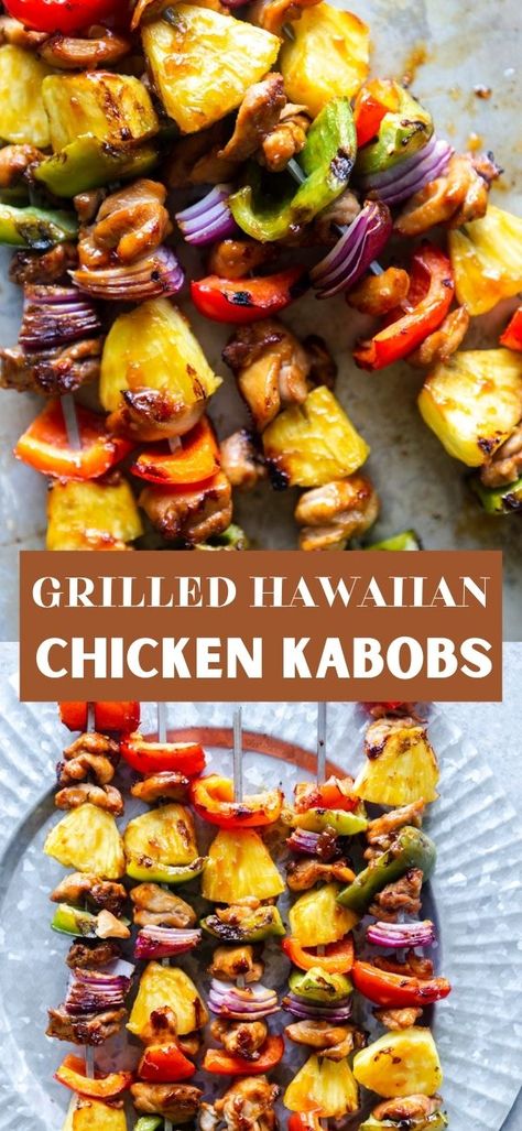 Pineapple Teriyaki Sauce, Hawaiian Chicken Kabobs, Pineapple Teriyaki, Teriyaki Chicken Skewers, Grilled Kabob Recipes, Chicken Kabob Recipes, Vegetable Kabobs, Grilling Kabobs, Vegetable Skewers