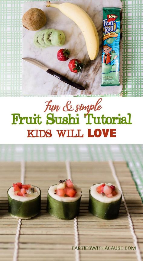 Panda Party Food, Birthday Party Food Table, Sushi For Kids, Fruit Sushi, Candy Sushi, Sushi Recipe, Japanese Party, Healthy Party Food, Japanese Birthday