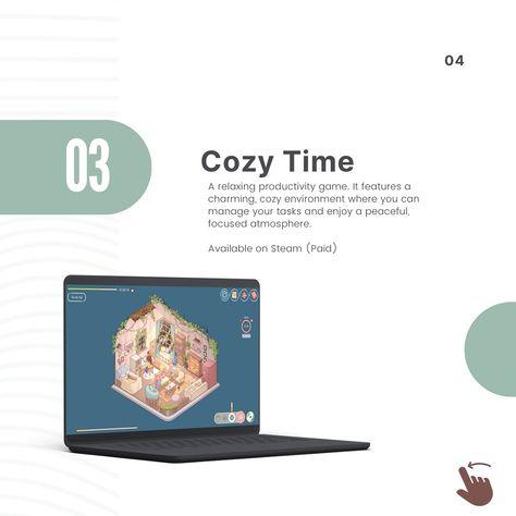 Turn your productivity into a cozy experience with these delightful games! 🌟 1. Pomofarm: Combines the Pomodoro technique with farming simulation, letting you grow and care for a digital farm while managing tasks. It’s perfect for staying productive in a relaxing environment. Available on Steam (Paid). 2. Habit Rabbit:This cute app gamifies habit-building. Help your virtual rabbit grow by completing tasks, making habit tracking fun and engaging. Available on iOS & Android (Free). 3. Cozy T... Pomodoro Technique App, The Pomodoro Technique, Digital Workspace, Staying Productive, Habit Building, Notion Aesthetic, Ipad Essentials, Relaxing Environment, Study Apps