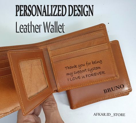 Save your money for the future with leather wallet. Leather wallet is perfecly to be gift for him. you could engrave your message inside wallet to show up your feeling. Personalized gift make him grateful to be yours. Mens Leather Wallet, Custom Wallet, Personalized Gifts For Men, Mens Wallet, Groomsmen Gift, Leather Wallet Mens, Save Your Money, Mens Leather, Groomsman Gifts