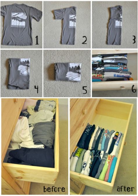 Organize Shirts and Drawers Save Closet Space, Organiser Son Dressing, Folding Hacks, Guy Fashion, Cleaning Inspiration, General Cleaning, College Life Hacks, Clothing Tips, Organisation Hacks