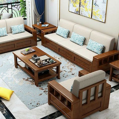 Sofa Design Wood, Wooden Sofa Set Designs, Wooden Sofa Designs, Wooden Bed Design, Luxury Furniture Living Room, Sofa Bed Design, Furniture Sofa Set, Living Room Sofa Set, Wooden Sofa Set