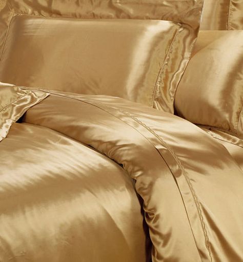 golden Silk Bedding Set, Satin Bedding, Satin Sheets, Gold Digger, Silk Bedding, Shades Of Gold, Golden Girl, Touch Of Gold, Beautiful Bedding