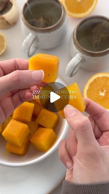 Hajar Larbah on Instagram: "Immunity Cubes - I also love buying mini reusable bottles or small jars and making them into shots instead with pineapple juice or coconut water as the base! The easiest five minute recipe up on the blog now 🤎

#recipe #easyrecipes #winter #healthy #healthyfood #foodblog #foodstagram #winter #cooking" Immunity Cubes, Homemade Medicine, Kitchen Basics, Winter Cooking, Reusable Bottle, Pantry Staples, Small Jars, Smoothie Drinks, Hot Beverages