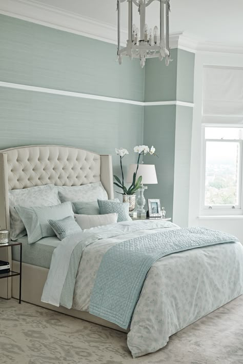 Fable Eram bedlinen with accessories Bedroom With Blue Walls, Duck Egg Bedroom, Duck Egg Blue Bedroom, Tiffany Blue Bedroom, Blue Bedroom Decor, Dekorasi Kamar Tidur, 아파트 인테��리어, Bedroom Paint, Blue Bedroom