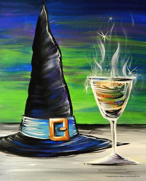 Halloween Canvas Paintings, Halloween Canvas Art, Imprimibles Halloween, Witch Painting, Fall Canvas Painting, Halloween Kunst, Inspired Illustration, Sip And Paint, Fall Canvas