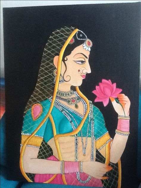 Bani Thani Painting Indian Art, Banithani Painting, Meenakari Painting, Ancient Indian Paintings, Indian Ornaments, Bani Thani, Mughal Miniature Paintings, Rajasthani Painting, India Crafts