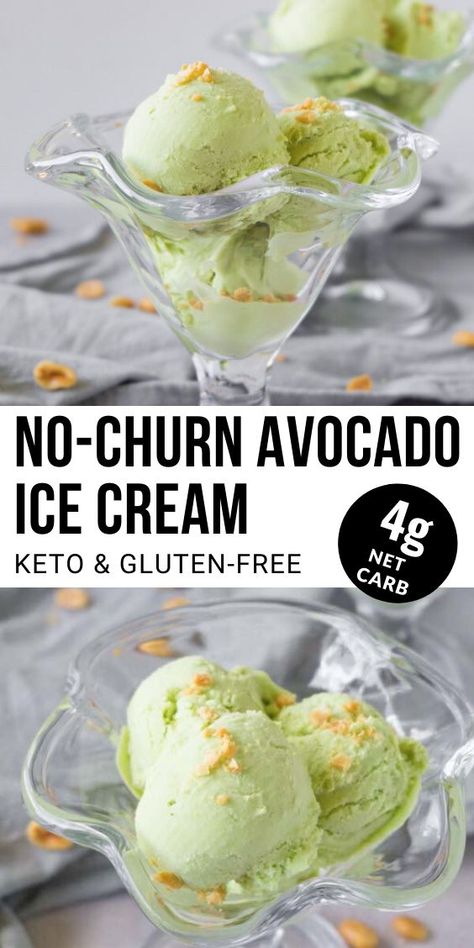 Avocado Ice Cream Recipe, Avocado Ice Cream, Avocado Dessert, Low Carb Low Fat Recipes, Low Carb Ice Cream, Keto Ice Cream, Keto Brownies, Healthy Ice Cream, Low Carb Breakfast Recipes