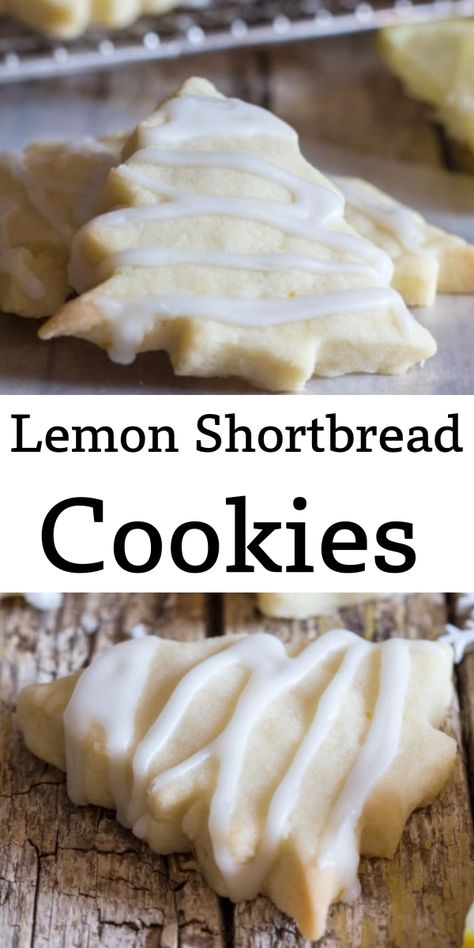 Slice And Bake Cookies, Cookies Shortbread, Lemon Shortbread, Lemon Shortbread Cookies, Christmas Baking Recipes, Creative Recipes, Shortbread Recipes, Lemon Glaze, Tea Cookies