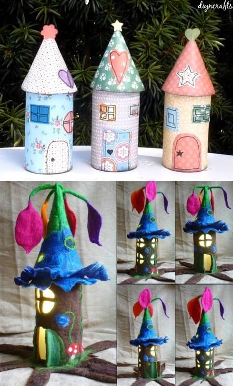 Fairy Houses Kids, Paper Roll Crafts For Kids, Toilet Roll Art, Bug Gifts, Fantasy Craft, Fairy House Crafts, Fairy House Diy, Fairy Garden Crafts, Fairy Garden Designs