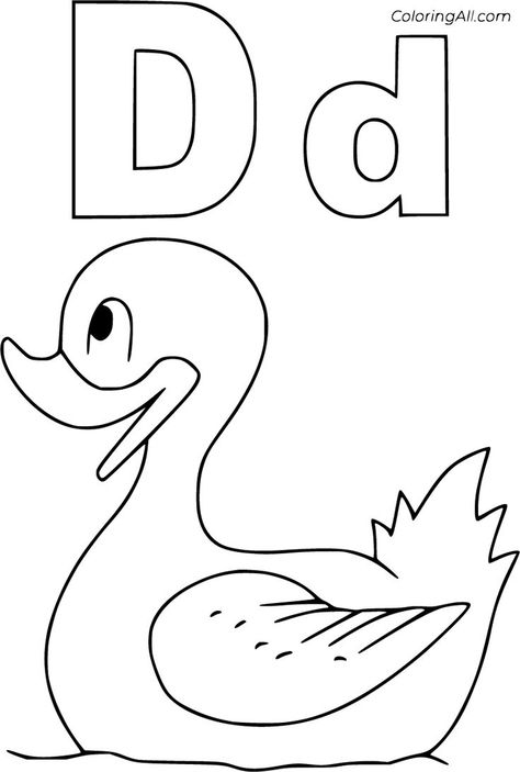 D Coloring Page, Fantasy Holidays, Mandala Animals, Letter D Crafts, Letter D Worksheet, Letter A Coloring Pages, Coloring Letters, Alphabet Letter Crafts, Kindergarten Coloring Pages