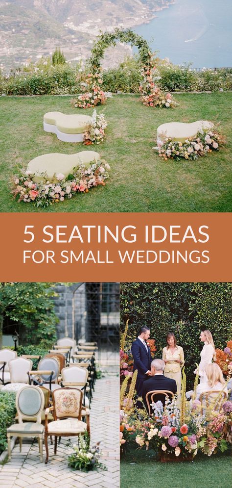 Small Wedding Seating Ideas, Small Space Wedding Ceremony, Micro Wedding Seating Ideas, Small Wedding Ceremony Seating, Small Wedding Seating Layout, Benches For Wedding Ceremony, 60 Person Wedding Seating, 50 Person Wedding Seating, Small Wedding Ceremony Decor