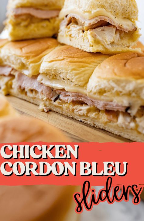 Cordon Blue Sliders, Chicken Cordon Bleu Sliders, Cordon Bleu Sliders, Chicken Cordon Bleu Sandwich, Savory Sandwiches, Easy Chicken Cordon Bleu, Sliders Recipes Chicken, Maple Chicken, Cordon Blue