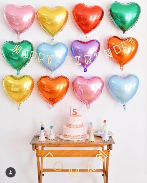 Rainbow Heart Birthday Party, Heart Birthday Party, Heart Themed Birthday, 1st Birthday Girl Decorations, Heart Birthday, Heart Party, Half Birthday, Toddler Valentines, Diy Birthday Decorations