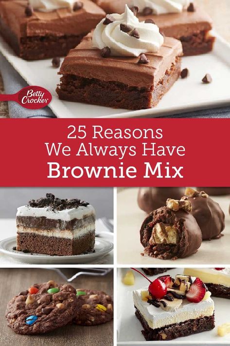 Creative Brownie Recipes, Brownie Mix Desserts, Betty Crocker Brownie Mix, Boxed Brownie Recipes, Brownie Mix Recipes, Brownie Desserts Recipes, Chocolate Brownie Cookies, Betty Crocker Recipes, Cookie Brownie Recipe