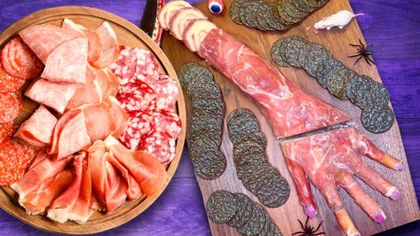 TikTok's Edible Amputated Hands Give Charcuterie A Chilling Halloween Twist - Tasting Table Boiled Bacon, Sponge Cake Roll, Jalapeno Popper Recipes, Spirit Of Halloween, Bacon Wrapped Jalapenos, Creative Snacks, Twisted Recipes, Fruit Roll, Fruit Roll Ups