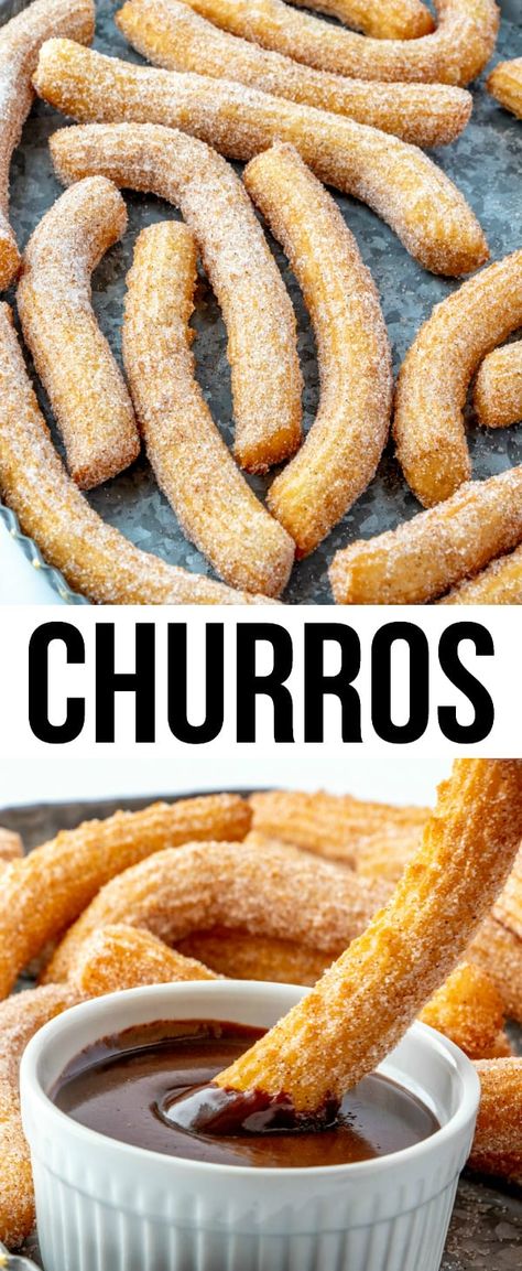 Easy Churro Recipe, Homemade Churros Recipe, Churro Recipe, Health Recipes Easy, Deep Fried Desserts, Easy Churros Recipe, Deep Fryer Recipes, Deep Fried Recipes, Homemade Churros