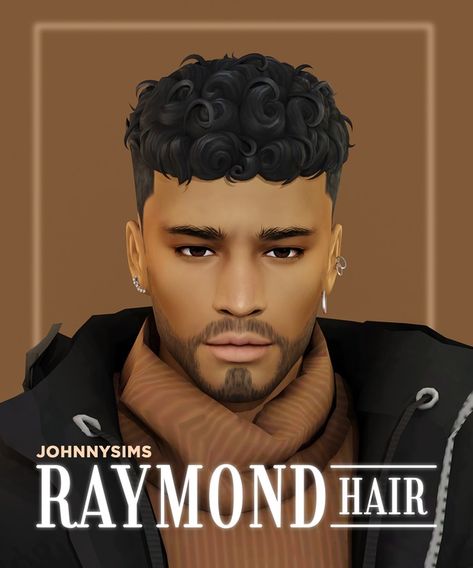 Raymond Hair | Patreon Male Curly Hair, Sims 4 Afro Hair, Sims 4 Curly Hair, Sims 4 Male, Mods Sims 4, Sims 4 Men Clothing, Sims 4 Hair Male, Sims 4 Black Hair, Mod Hair