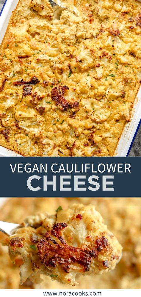 Cauliflower Meals, Cauliflower Cheese Casserole, Simple Cheese Sauce, Vegan Casseroles, Vegan Cauliflower Recipes, Nora Cooks, Vegan Casserole, Fall Vegan Recipes, Vegan Cheese Sauce