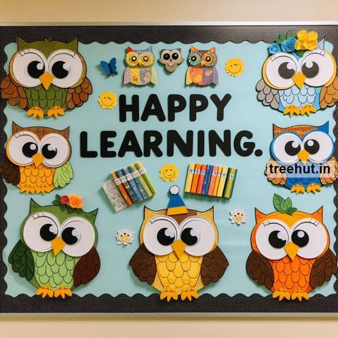 School Soft Board Decoration Ideas, Creative Board Ideas For School, Educational Bulletin Board Ideas, Class Display Board Ideas, Softboard Decoration Ideas For School, Creative Classroom Decoration Ideas, Soft Board Border Ideas For School, Owl Bulletin Board Ideas, Autumn Bulletin Board Ideas