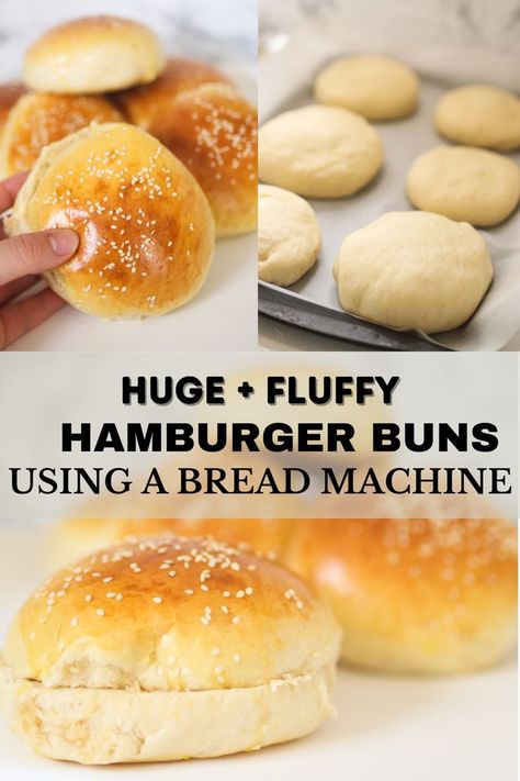 hamburger buns instant yeast Bread Machine Hamburger Bun Recipe, Bread Machine Rolls, Bread Machine Recipes Sweet, Bbq Sandwiches, Easy Bread Machine Recipes, Hamburger Bun Recipe, Homemade Hamburger Buns, Best Bread Machine, Homemade Buns