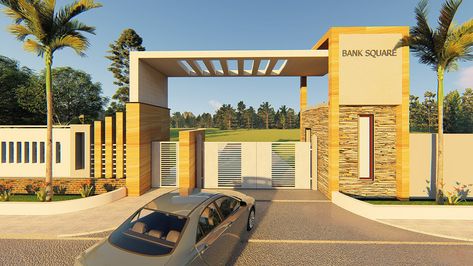 Society Entrance Gate Design, Entrance Gate Design, School Building Plans, Modern Main Gate Designs, Estate Gates, Gate Wall Design, Gate Designs Modern, Steel Gate Design, Grill Door Design