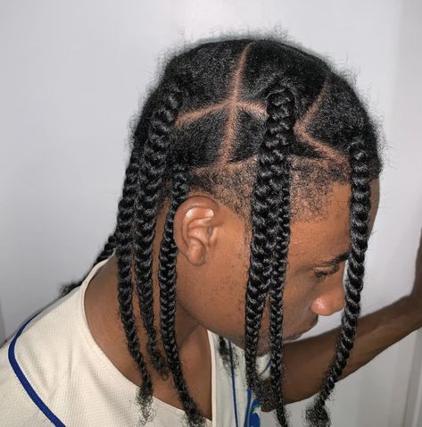 Twist Braids For Men, Chrome Hearts Cornrows, Easy Hairstyles For Men, Asap Braids For Men, Cornrows Aesthetic Men, Short Twist Braids, 2000s Cornrows Men, Men’s Single Plaits, Stud Hairstyles