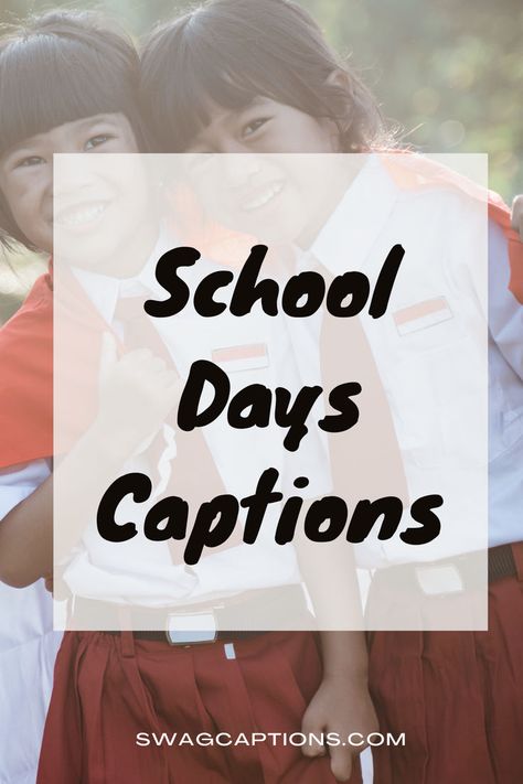 Spark conversations and laughter with our School Days Captions! Whether you're reminiscing about cafeteria antics or celebrating academic triumphs, find the perfect caption to capture those memorable moments. Quotes About School Memories, Captions For School Memories, School Days Quotes Memories, School Captions, School Memories Quotes, Friendship Captions, Short Instagram Captions, My Favourite Teacher, Perfect Captions