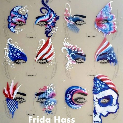 Everything Face And Body Art on Instagram: “Awesome #4thofjuly inspiration by the talented Frida Haas @thepaintedzebrafaba #sillyfarm #facepaint #facepainter #facepainting…” Mask Face Paint, 4th Of July Makeup, Face Painting Tips, Face Paint Ideas, Face Painting Easy, Face Art Makeup, Face Paint Makeup, Kids Face Paint, Holiday Painting